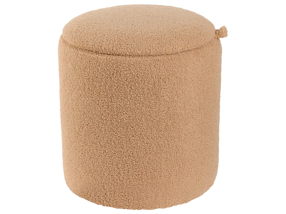 Set of 2 Storage Pouffes BEREA Boucle Light Brown_969183
