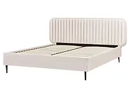 Bett mit Lattenrost Samtstoff BRIN 160 x 200 cm Beige_1183966