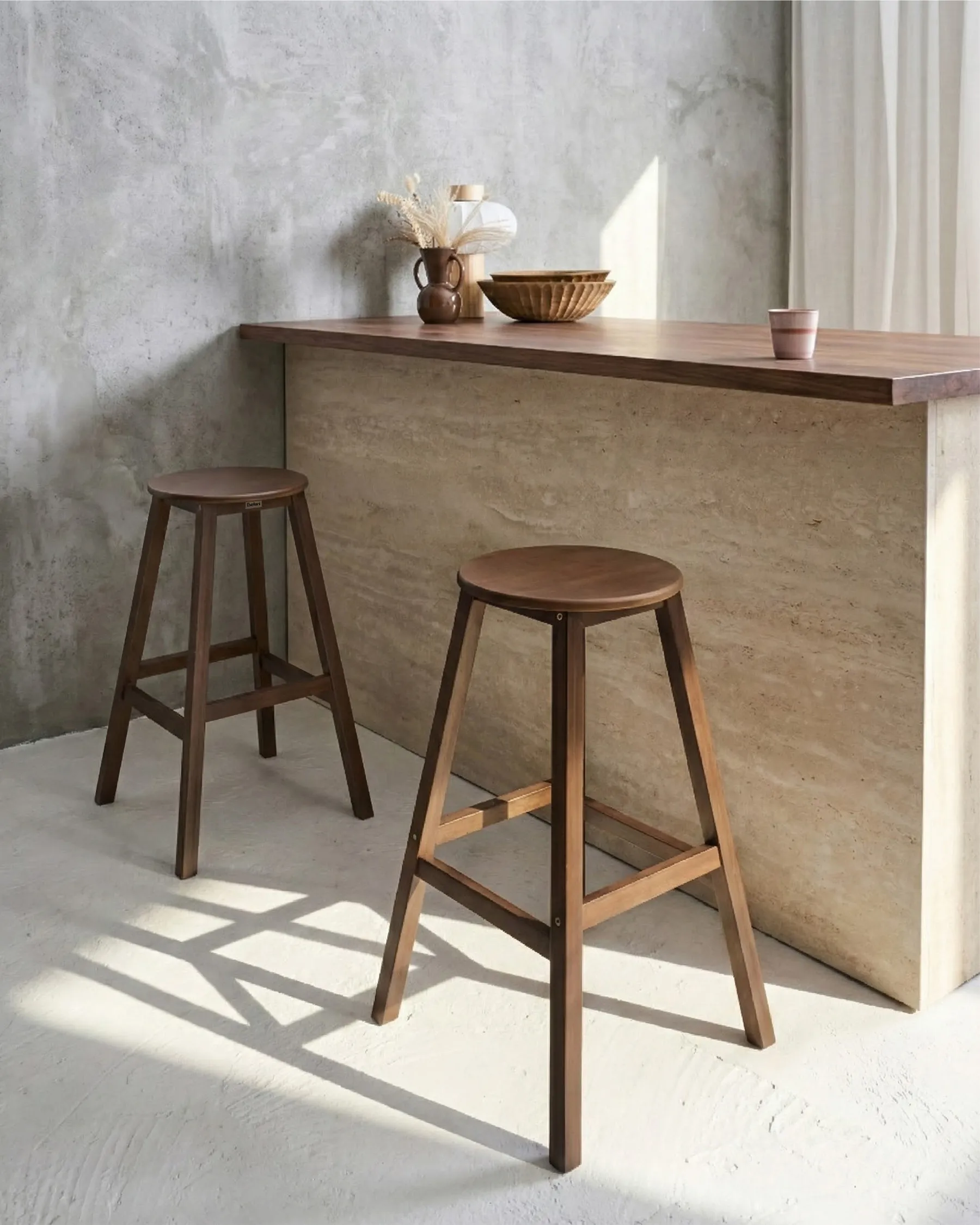 Set of 2 Bar Stools ANCELLE Bamboo Dark Brown_1048726