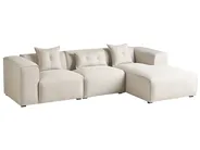 Corner Sofa 3 Seater DOLVA Fabric Light Beige Left Hand_871832