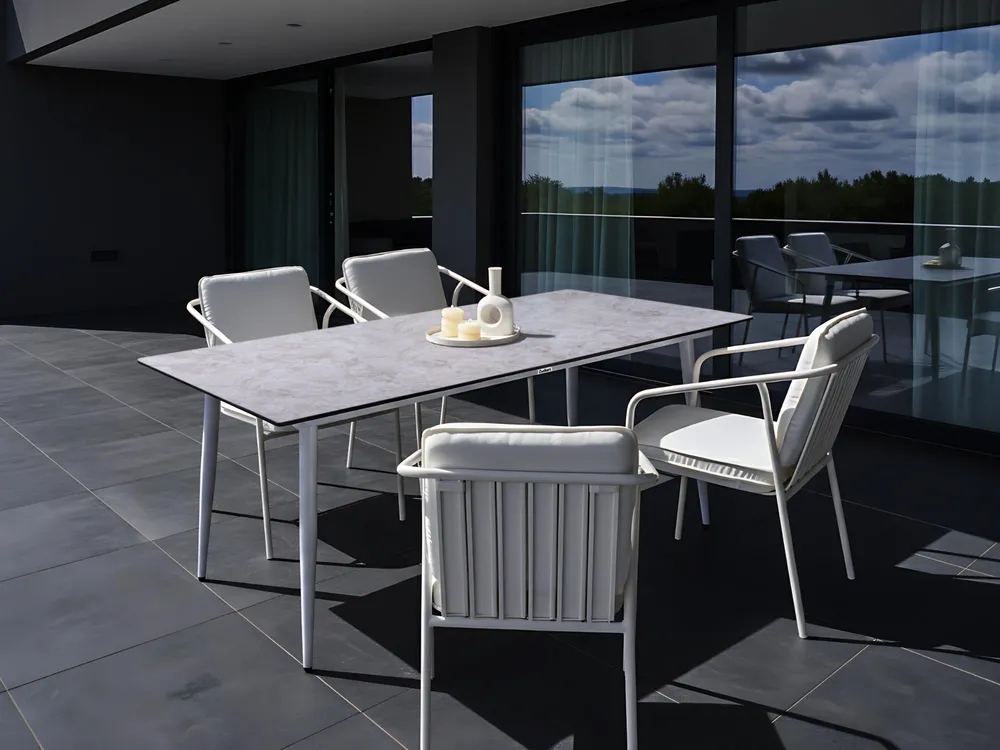 Gartentisch TOLENTINO 180 cm 90 cm Steinoptik Hellgrau