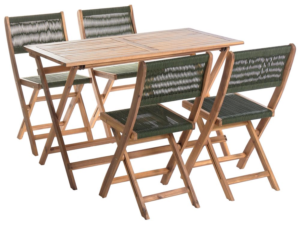 Gartenmöbel Set 4-Sitzer PROSSEDI Akazienholz Grün