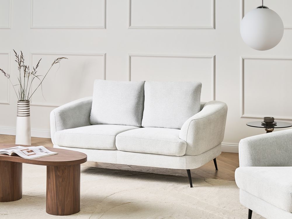Sofa 2-Sitzer KJAER Stoff Cremeweiß