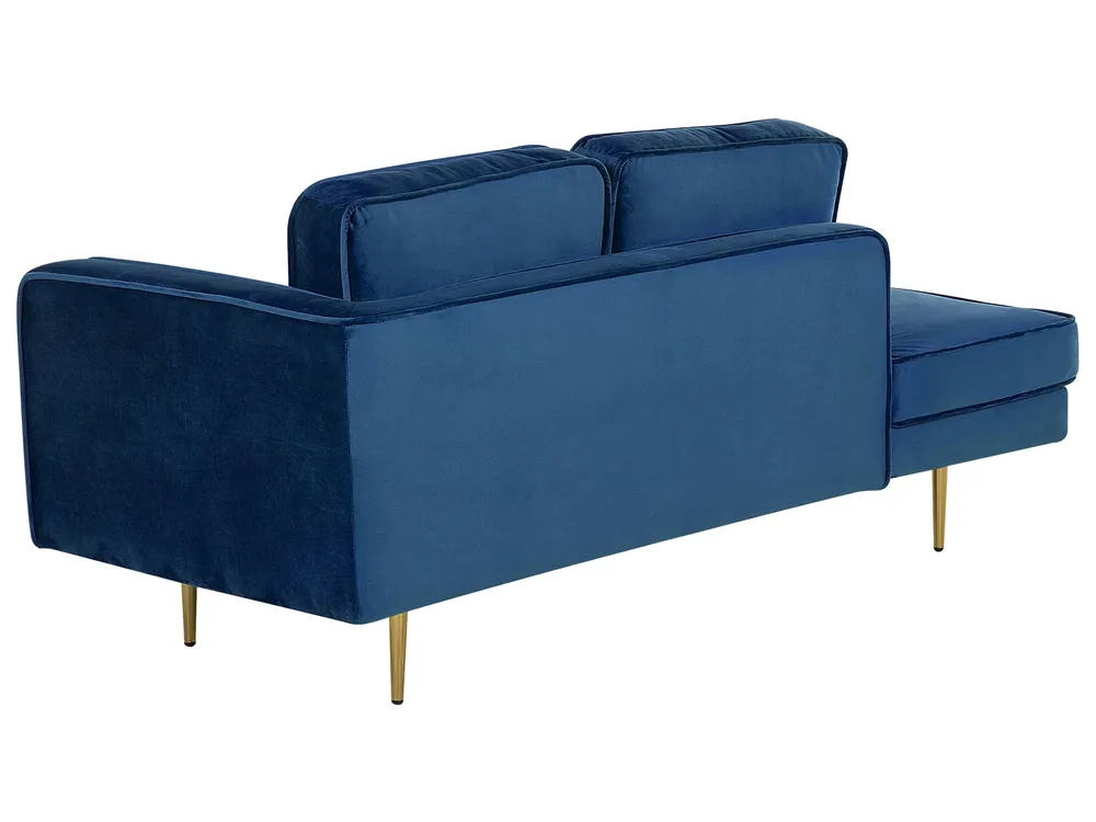 Rechtsseitige Chaiselongue MIRAMAS Samtstoff Marineblau_739187