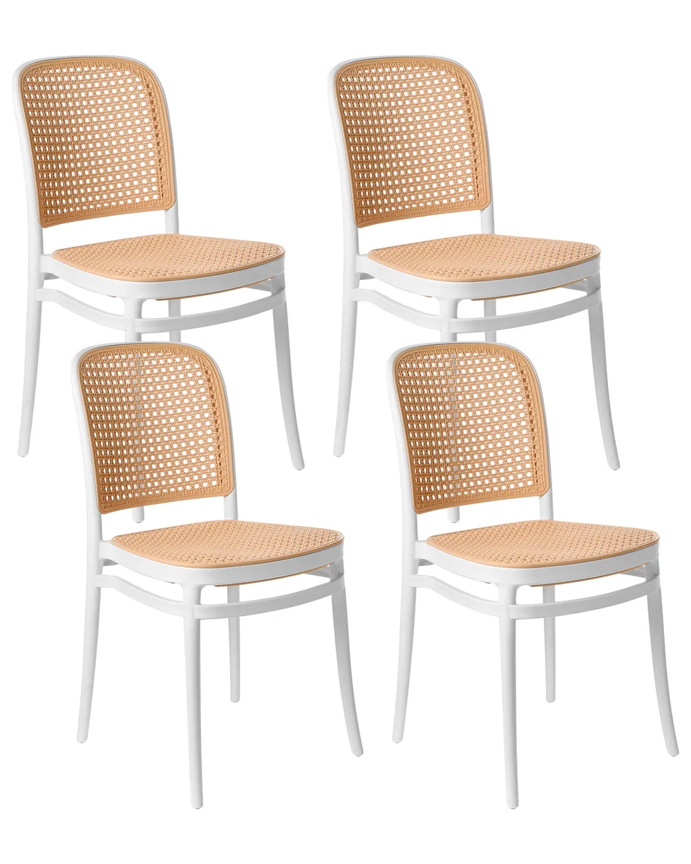 Gartenstuhl 4er Set PLOSE Weiß / Beige