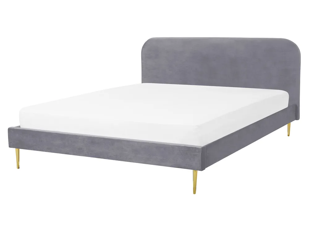 Bett mit Lattenrost Samtstoff FLAYAT 160 x 200 cm Grau_767517