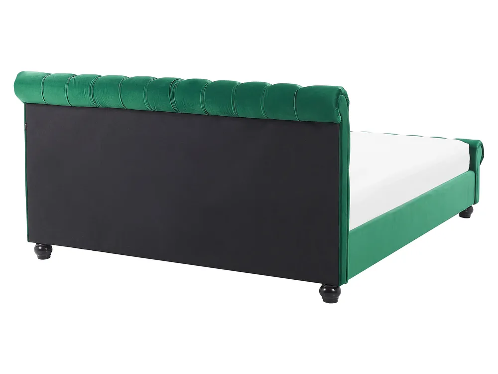 Bett mit Lattenrost Samtstoff AVALLON 160 x 200 cm Smaragdgrün_729158