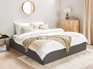 Bett mit Stauraum ohne Kopfteil DINAN Stoff Dunkelgrau 180 x 200 cm_721474