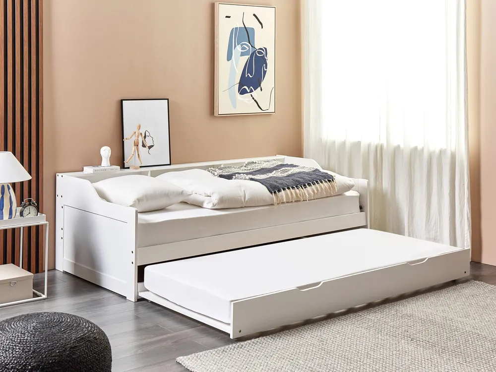 Ausziehbett Kiefernholz EDERN 90 x 200 cm Weiß
