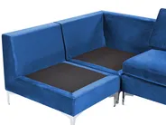 U-förmiges Modulsofa 6-Sitzer EVJA mit Ottomane Samtstoff Marineblau_859719