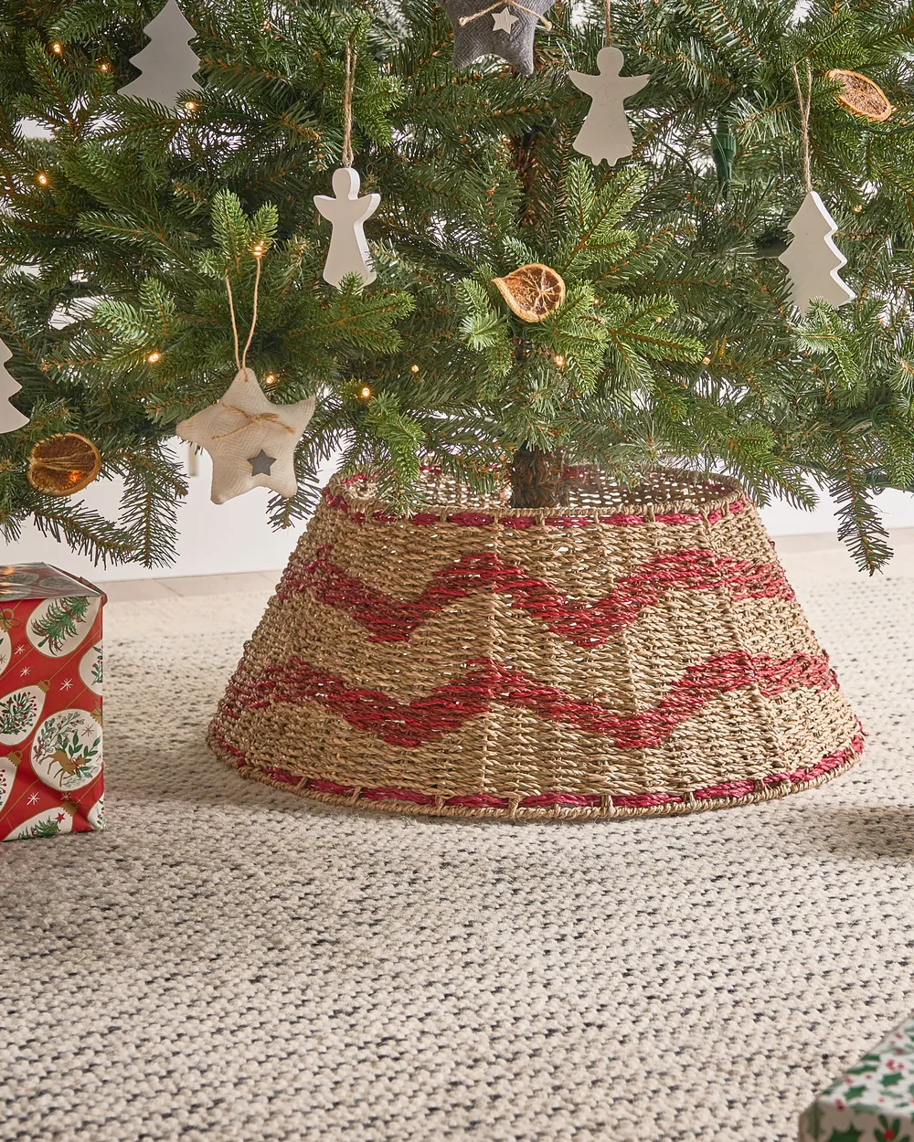 Weihnachtsbaumkragen HIVER 51 cm Seegras Rot