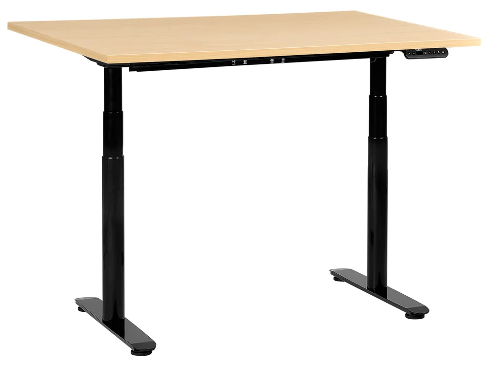 Schreibtisch elektrisch höhenverstellbar DESTINAS 120 cm 72 cm Schwarz / Hellbraun