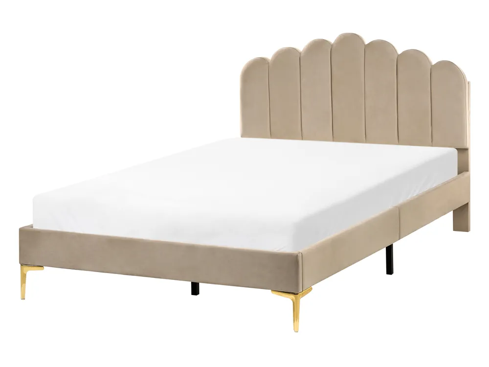 Bett mit Lattenrost Samtstoff SAUVIAN 120 x 200 cm Taupe