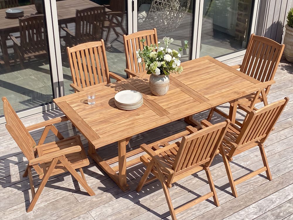 Extending Garden Dining Table JAVA 160/220 cm 90 cm Acacia Wood Light Brown