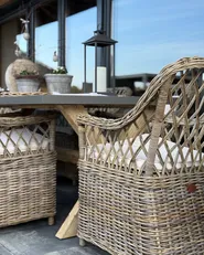 Gartenmöbel Set 6-Sitzer MAROS/OLBIA inkl. Kissen Beton Hellbraun_1065807
