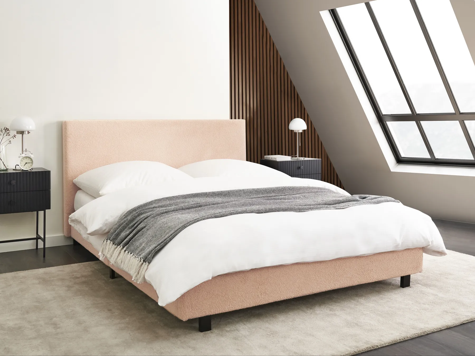 Bett mit Lattenrost Bouclé ALBI 140 x 200 cm Beige_964371