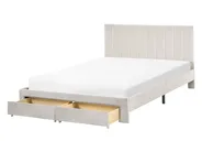 Bed with Storage Drawers LONZAC Velvet Off-White 140 x 200 cm (EU Double)_1014764