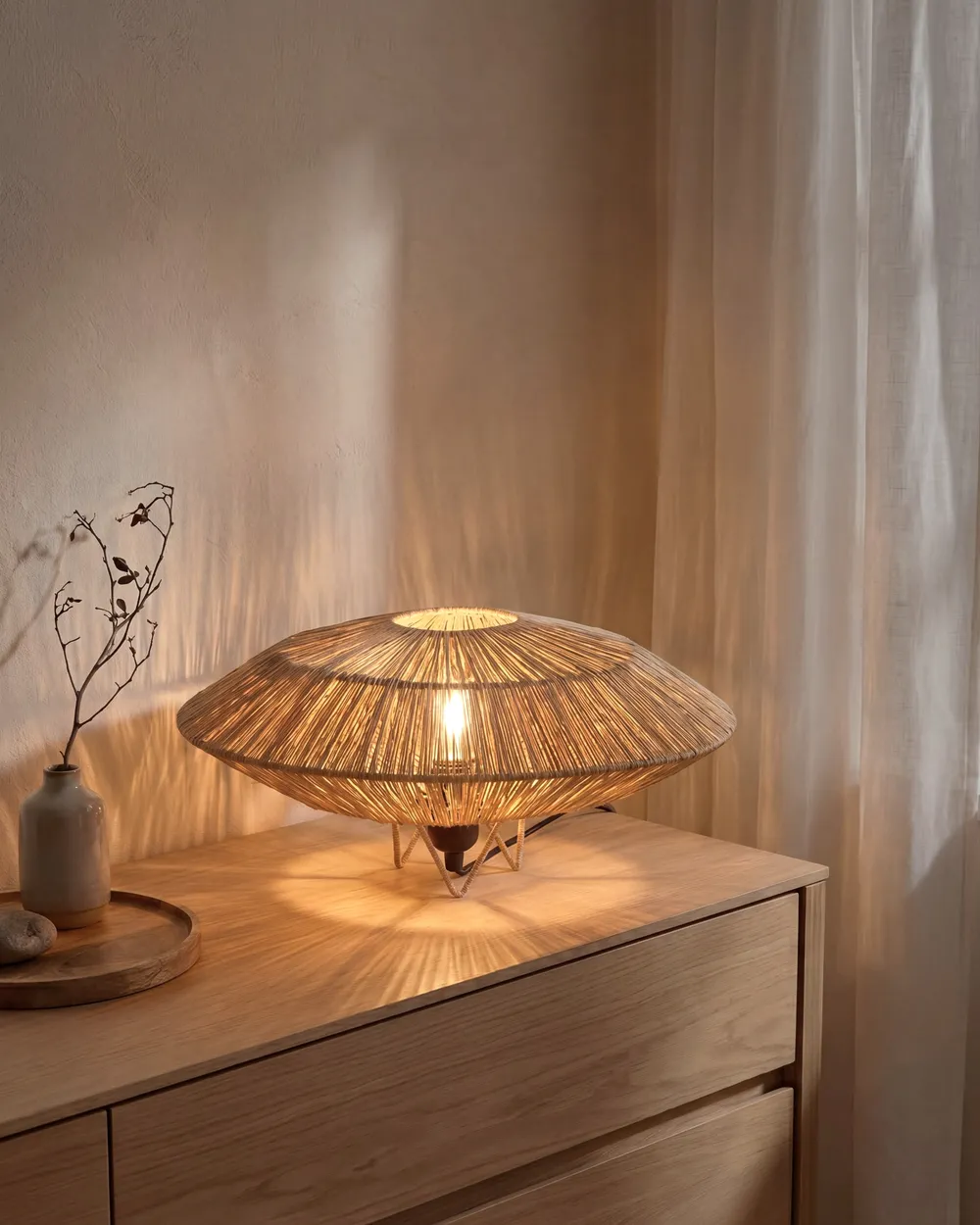 Tischlampe MENTIRI Geflecht Naturfarben