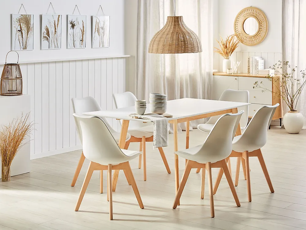 Ausziehbarer Esstisch MEDIO Weiß 120/155 cm 80 cm_1176595
