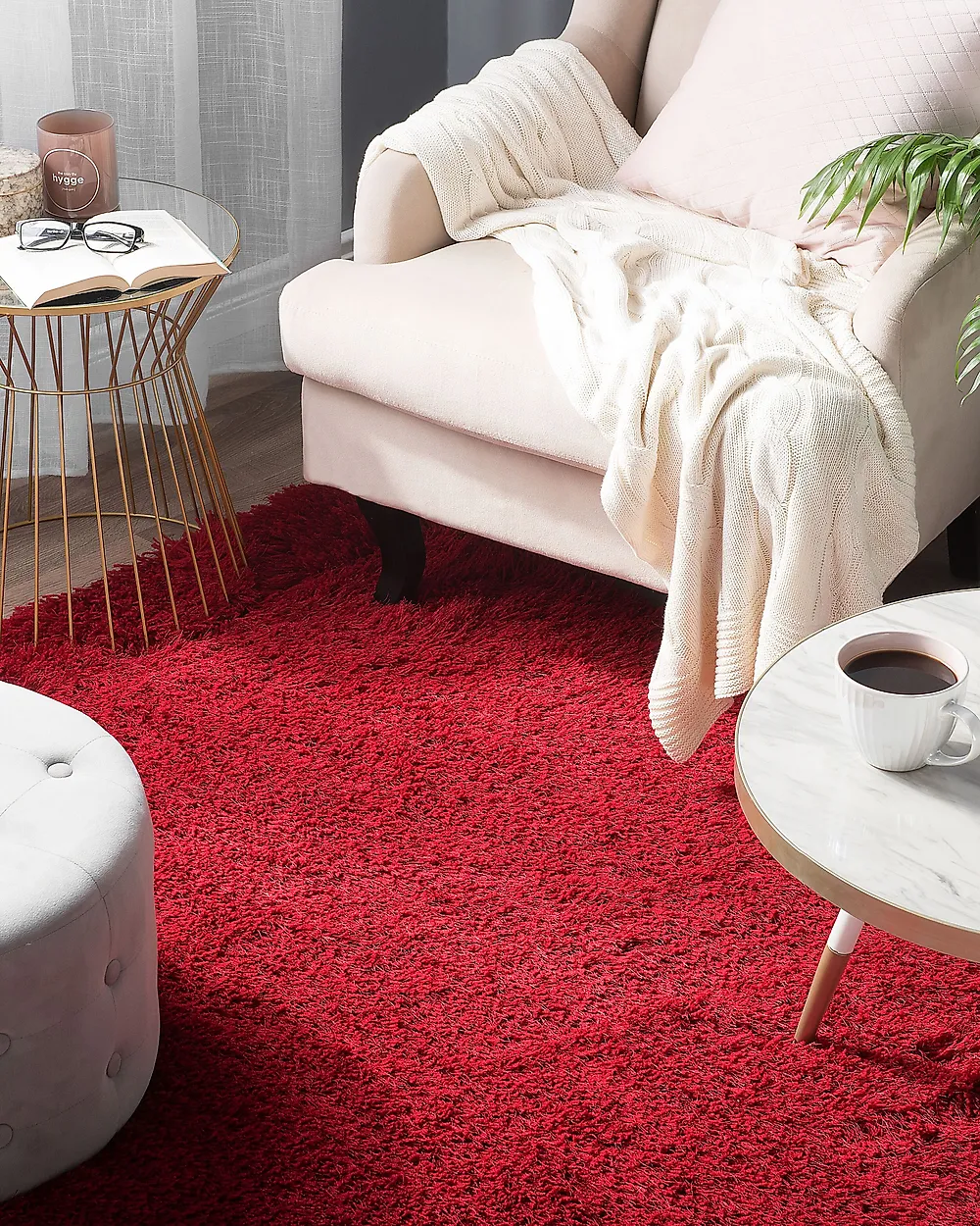 Shaggy Rug CIDE Red 140 x 200 cm_1182898