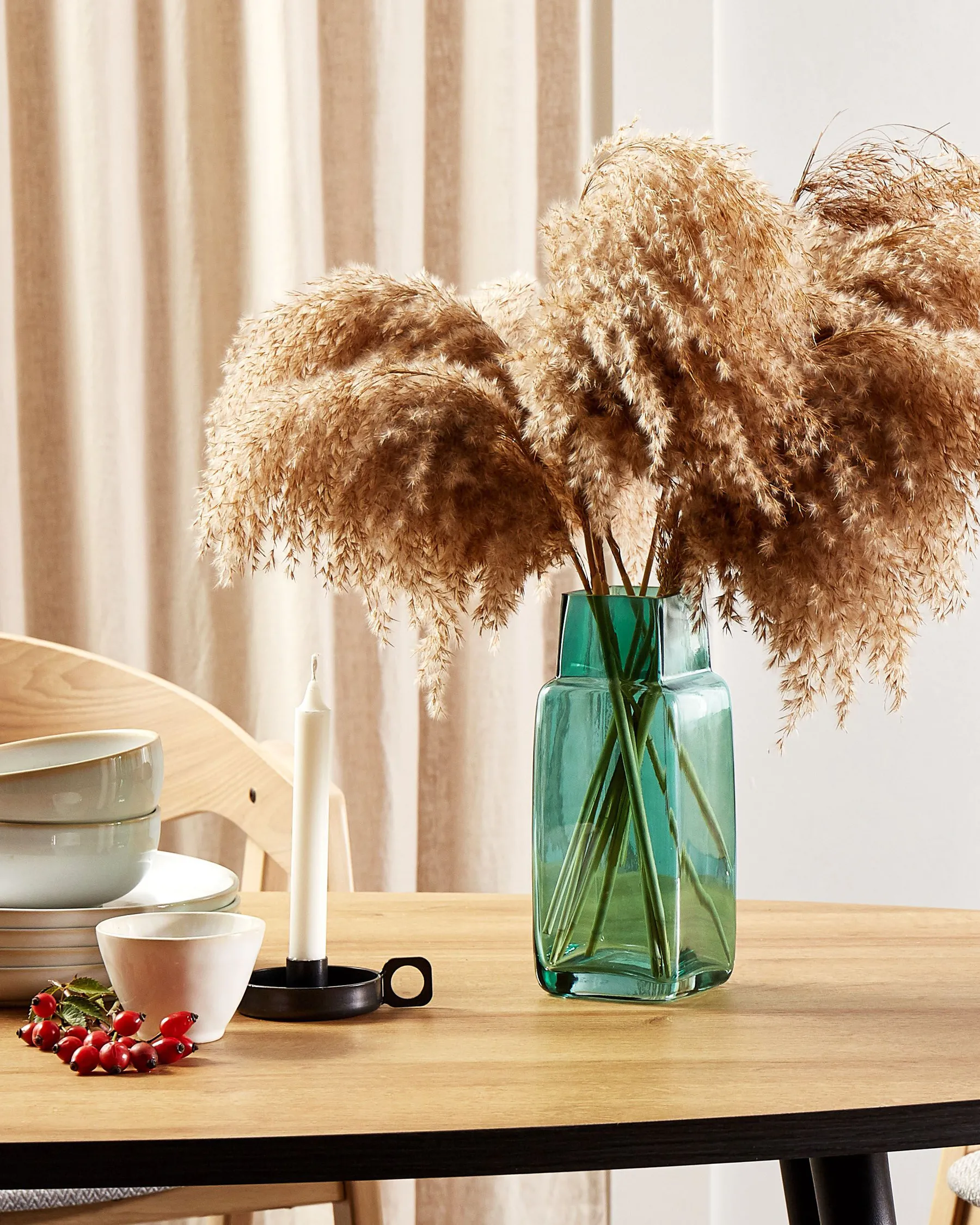 Blumenvase MERBAKA 26 cm Glas Smaragdgrün_838289