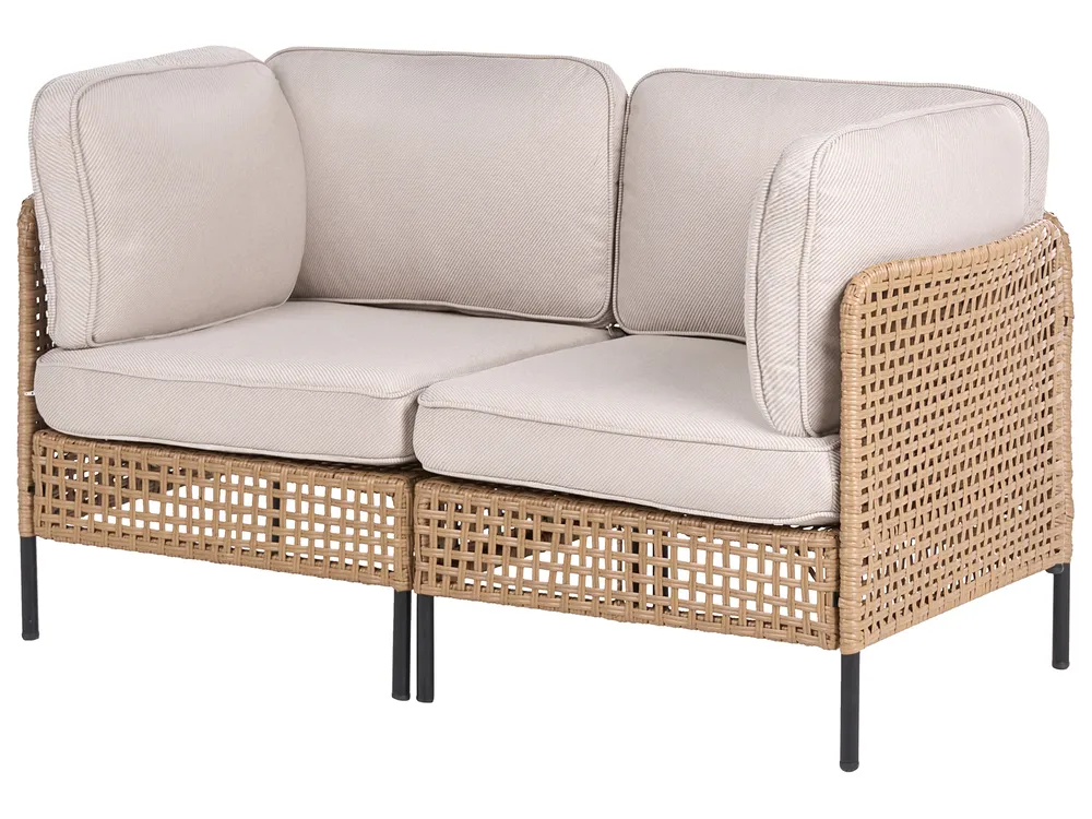 Lounge Set mit Tisch 6-Sitzer OMEGANA modular Polyrattan Hellbeige_1040902