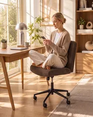 Desk Chair GEDDES Corduroy Dark Brown_1077038
