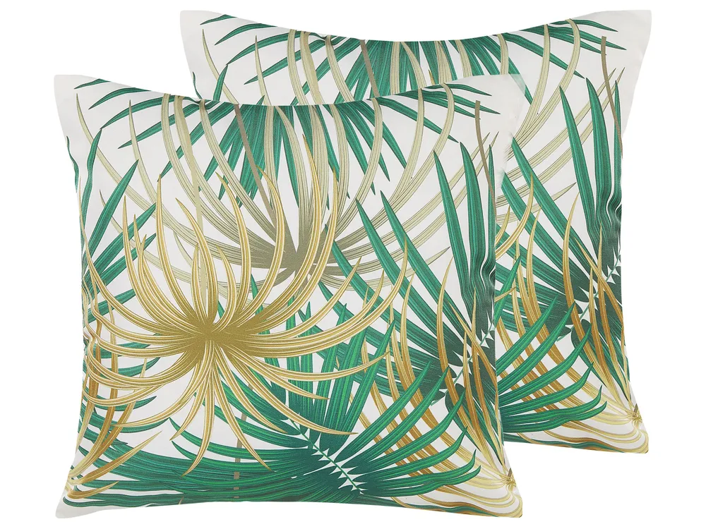 Gartenkissen 2er Set GAIANA Pflanzenmuster 45 x 45 cm Grün