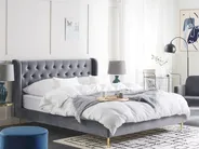 Bed Velvet FORBACH 140 x 200 cm (EU Double) Grey_819118