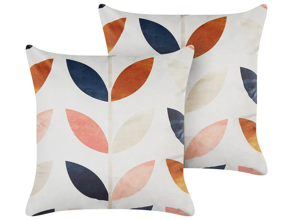Dekokissen 2er Set QUINOA 45 x 45 cm Samtstoff Bunt Pflanzenmuster
