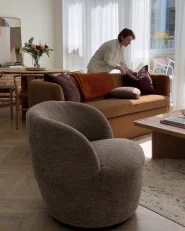 Swivel Armchair KUOLPA Chenille Taupe_1158622