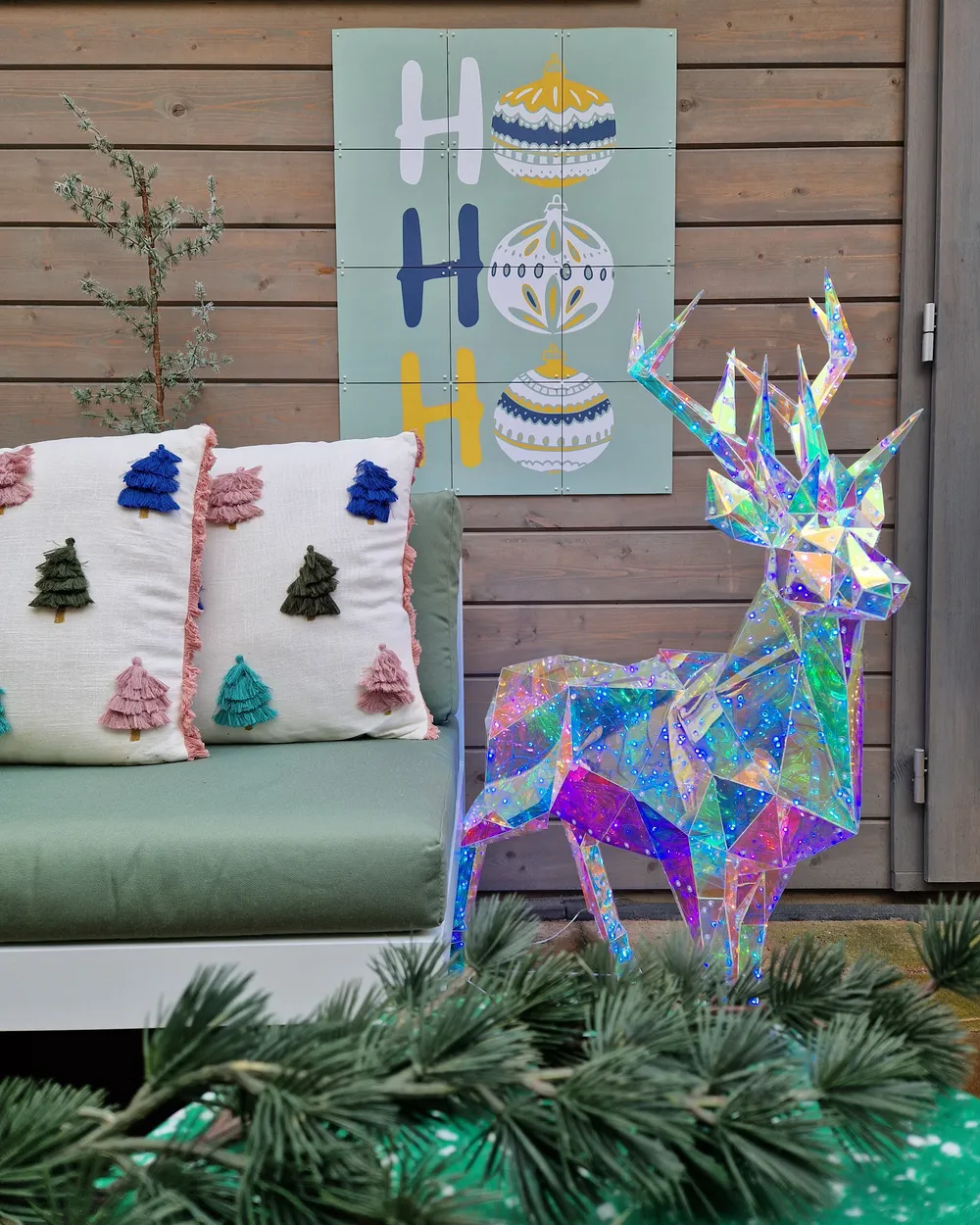Dekokissen 2er Set SKIMMIA 45 x 45 cm Baumwolle Weiß Weihnachtsmotiv_961222