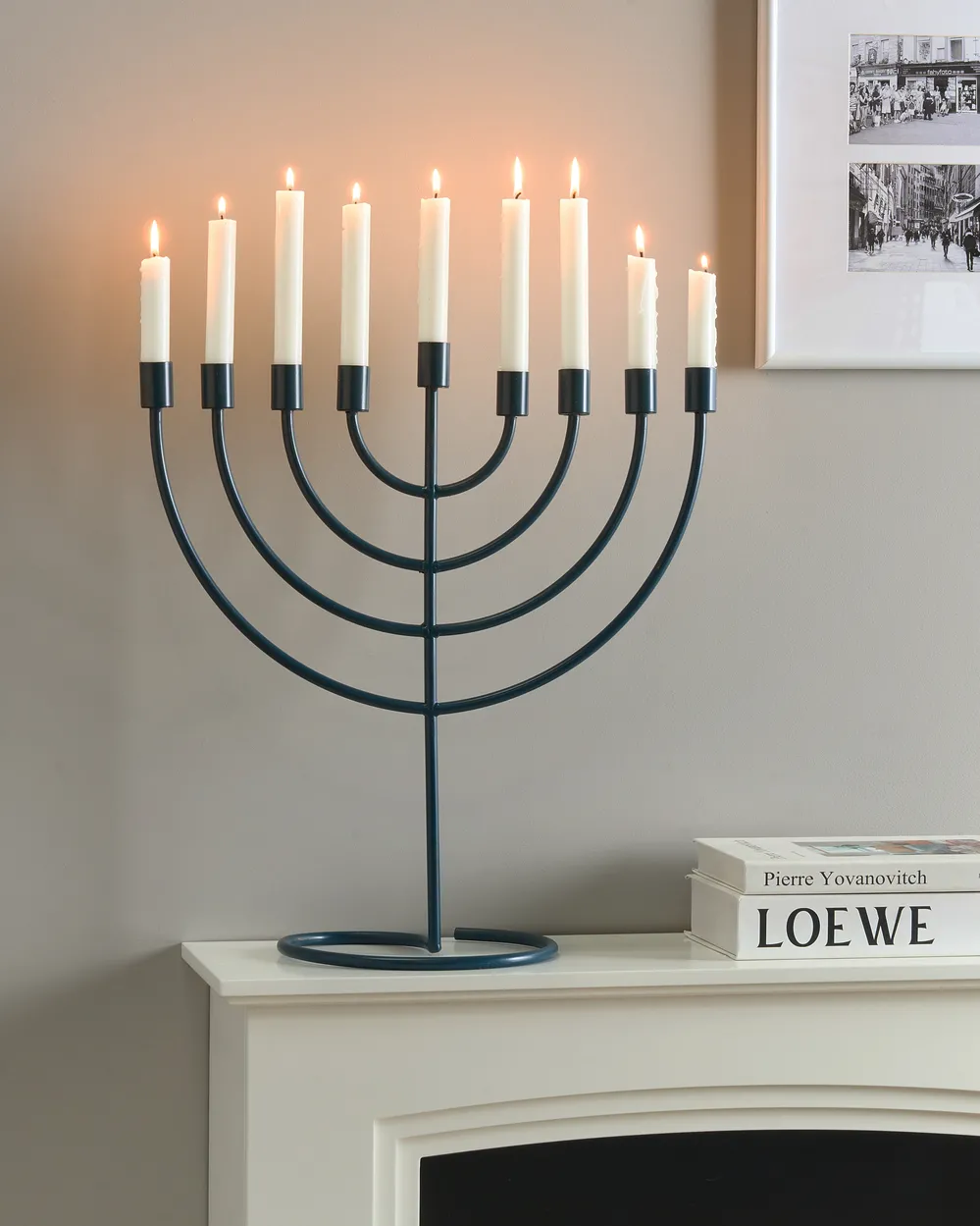 Candle Holder AMORA 50 cm Metal Blue