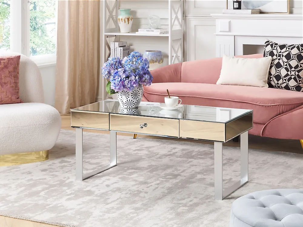 Coffee Table NESLE with Storage Mirrored Silver_1179890