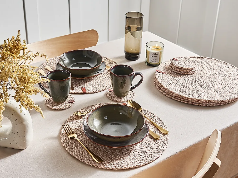 Placemats en onderzetters set PIPTURUS Jute Natuurlijk