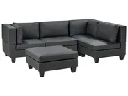Modul Ecksofa 4-Sitzer UNSTAD mit Ottomane Kunstleder Schwarz linksseitig_936706