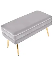 Banc de rangement rembourré DURHAM Velours Gris_1194809