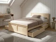 Bett mit 4 Schubladen DAUPHIN Kiefernholz Hellbraun 120 x 200 cm_1059792