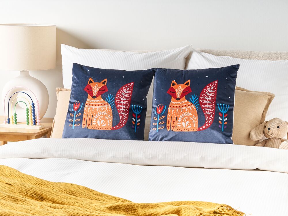 Set van 2 sierkussens FIRESPIKE Fluweel 45 x 45 cm Donkerblauw
