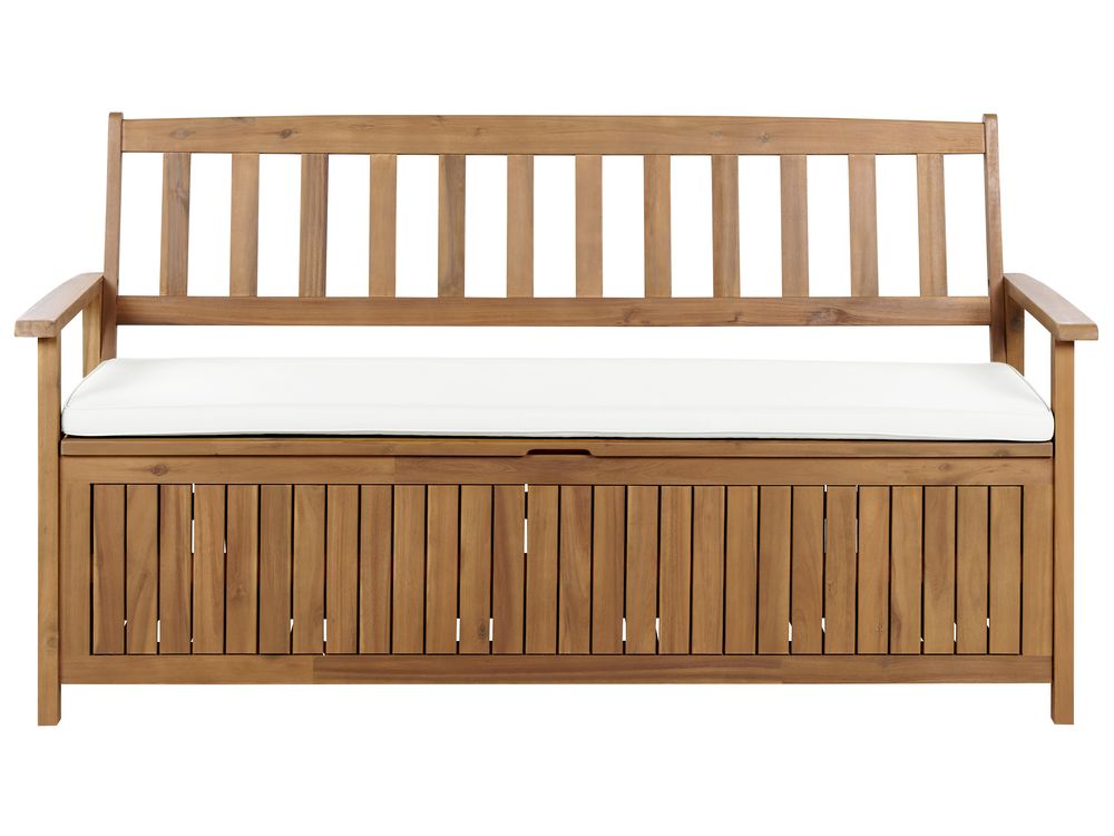 Garden Bench with Cushion SOVANA 160 cm Acacia Wood Off-White