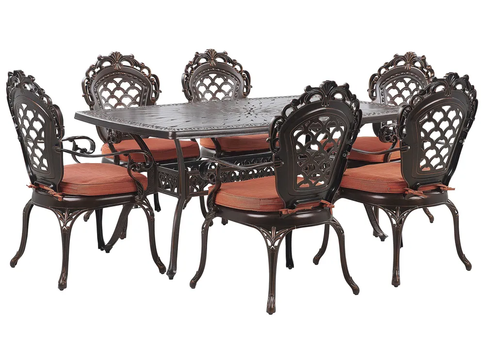Gartenmöbel Set 6-Sitzer LIZZANO inkl. Kissen Metall Dunkelbraun