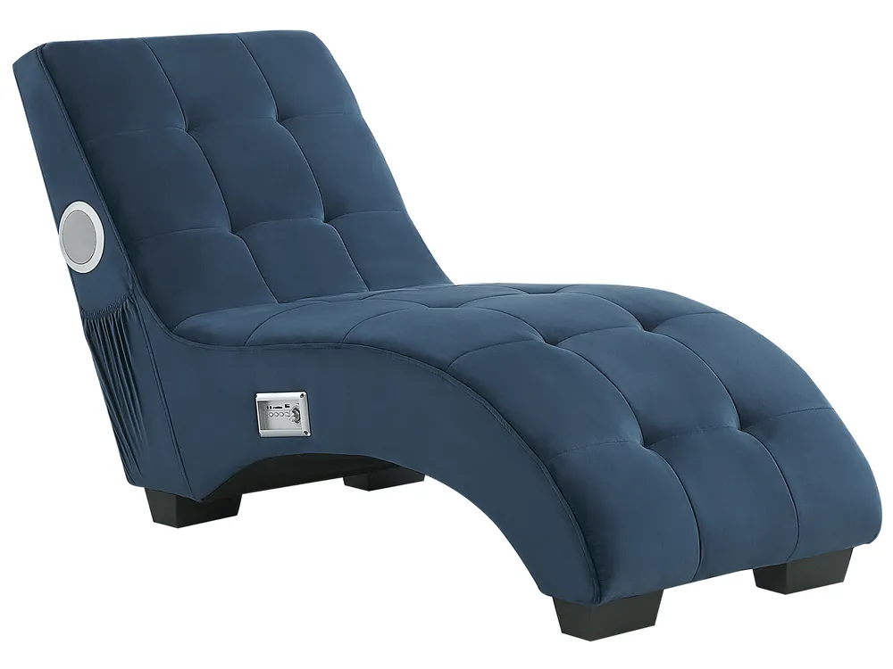 Chaiselongue SIMORRE mit Bluetooth-Lautsprecher Samtstoff Dunkelblau_823088