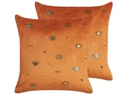 Dekokissen 2er Set AEONIUM 45 x 45 cm Samtstoff Orange Abstraktes Muster_830060