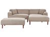Ecksofa 3-Sitzer HOLT mit Ottomane Stoff Taupe linksseitig