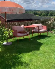 Ensemble de salon de jardin avec table 2 places TERRACINA Métal Orange_933445