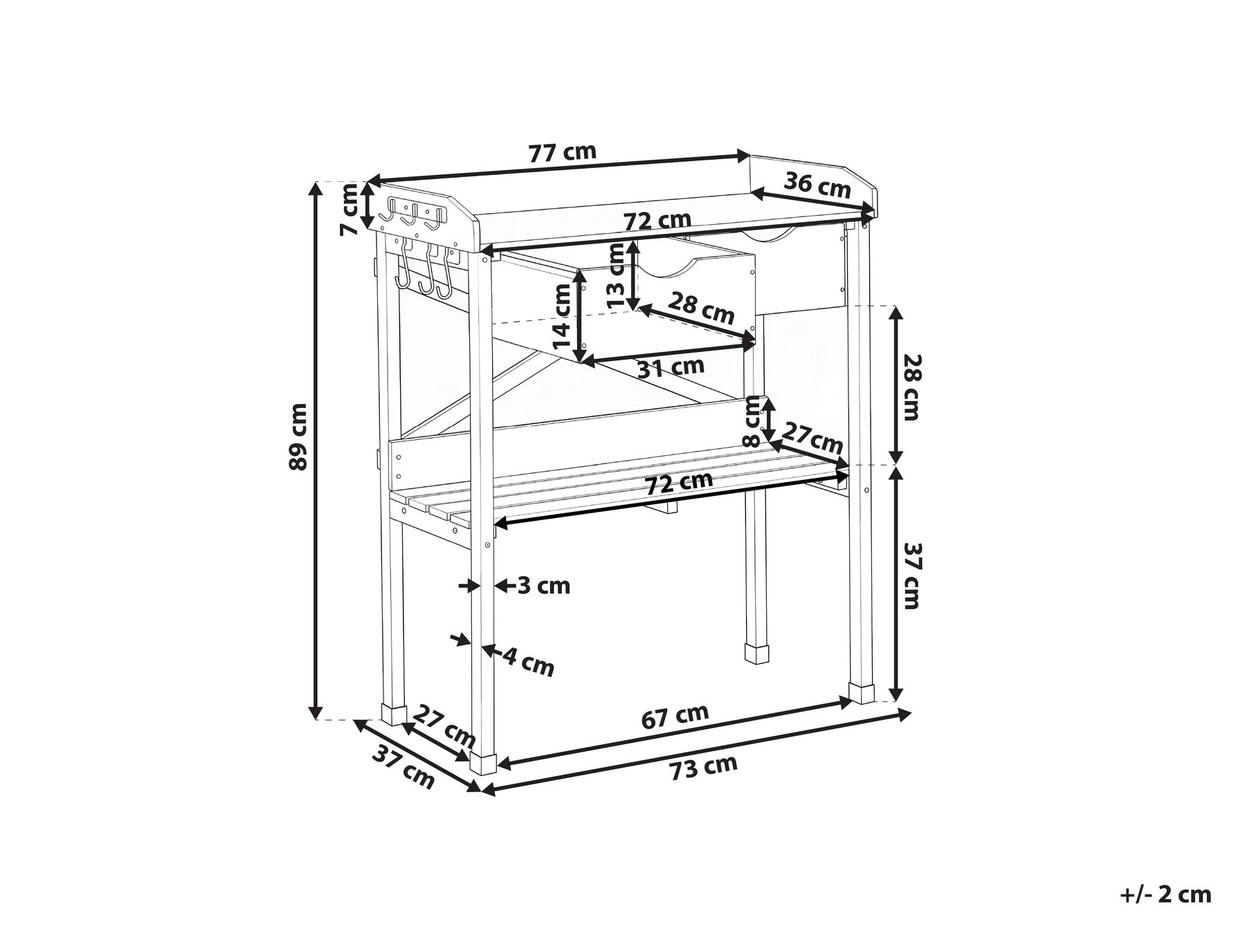 Pflanztisch RAVANUSA 77 cm 89 cm Tannenholz Hellbraun_1029679