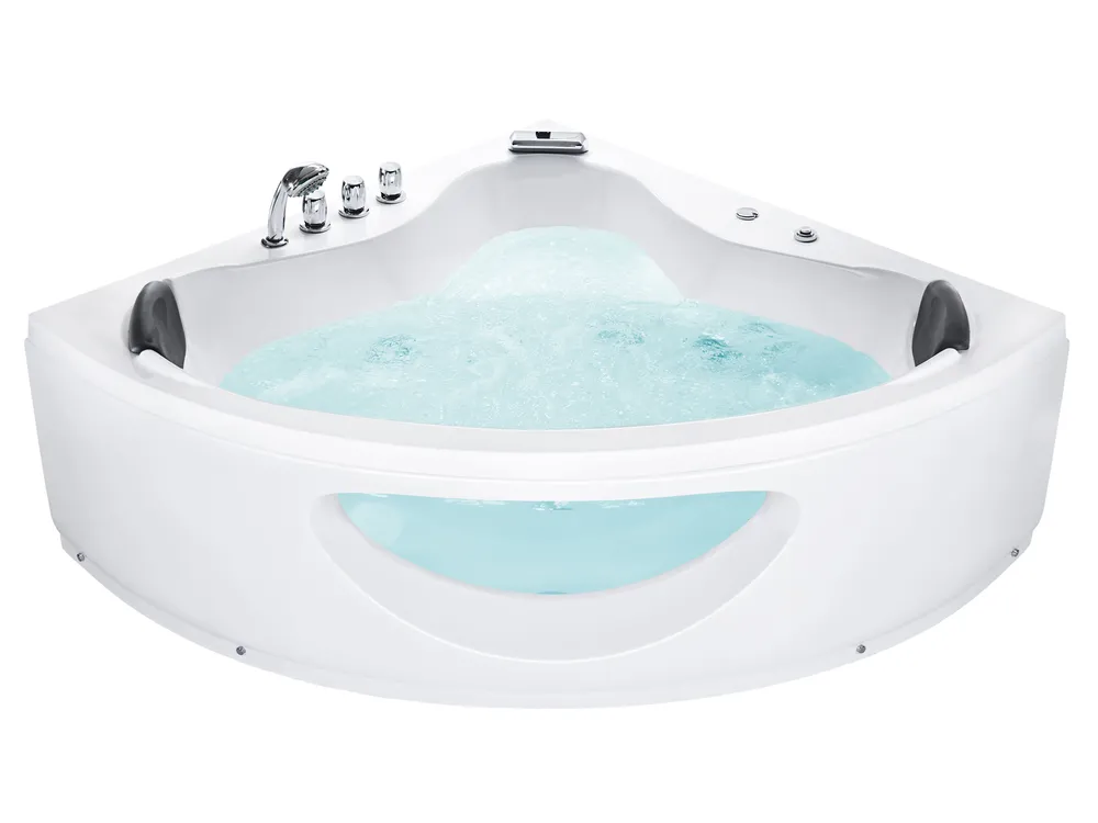 Whirlwanne Eckmodell mit LED TOCOA 190 x 138 cm Weiß