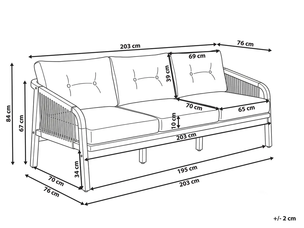 Gartensofa 3-Sitzer SUMBA Akazienholz Hellbraun_1087796