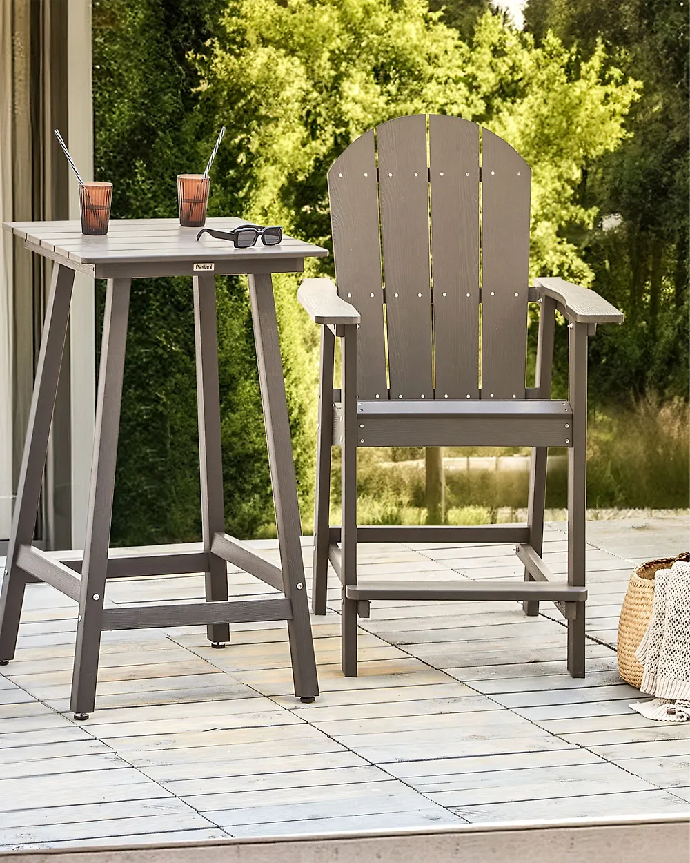 Garten-Barstuhl ADIRONDACK Kunststoff Dunkelgrau_1183471