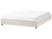 Bett mit Schubladen ohne Kopfteil PRADES Stoff Hellbeige 180 x 200 cm_996149